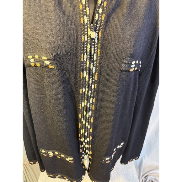 St John Collection Marie Gray Black Santana Zipper Jacket Sweater Womens 16 XL - Picture 2 of 4